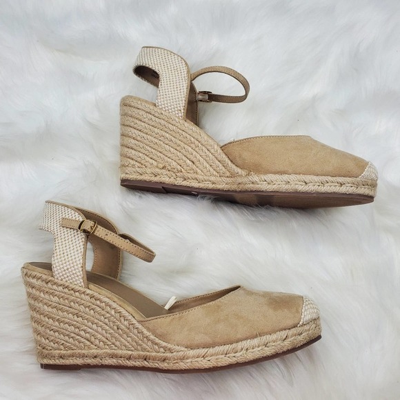 Loft Size 10 Womens Espadrille Wedge Ankle Strap Heels - Picture 2 of 9